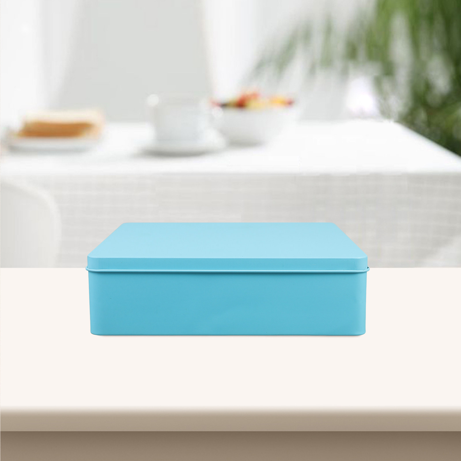 Tin Container Lid - Caja de almacenamiento decorativa grande de